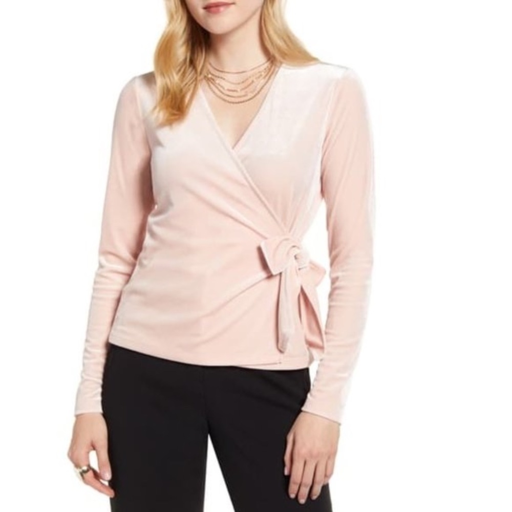 Halogen Velvet Ballet Wrap Top